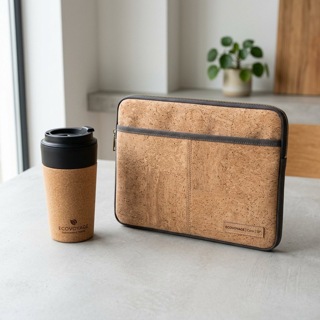Eco Cork Travel Mug & Laptop Sleeve Set
