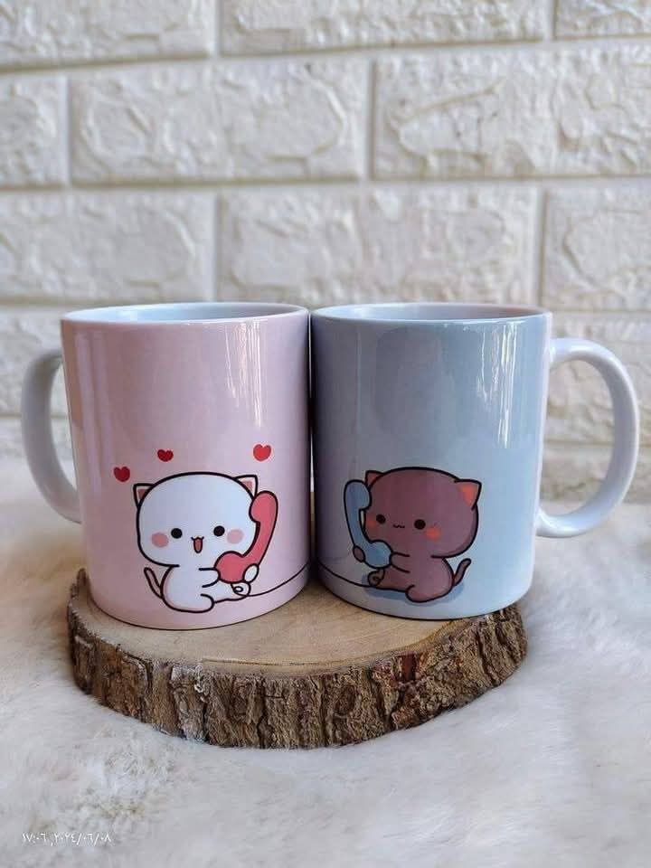 Love Hotline Cat Couple Coffee Mugs