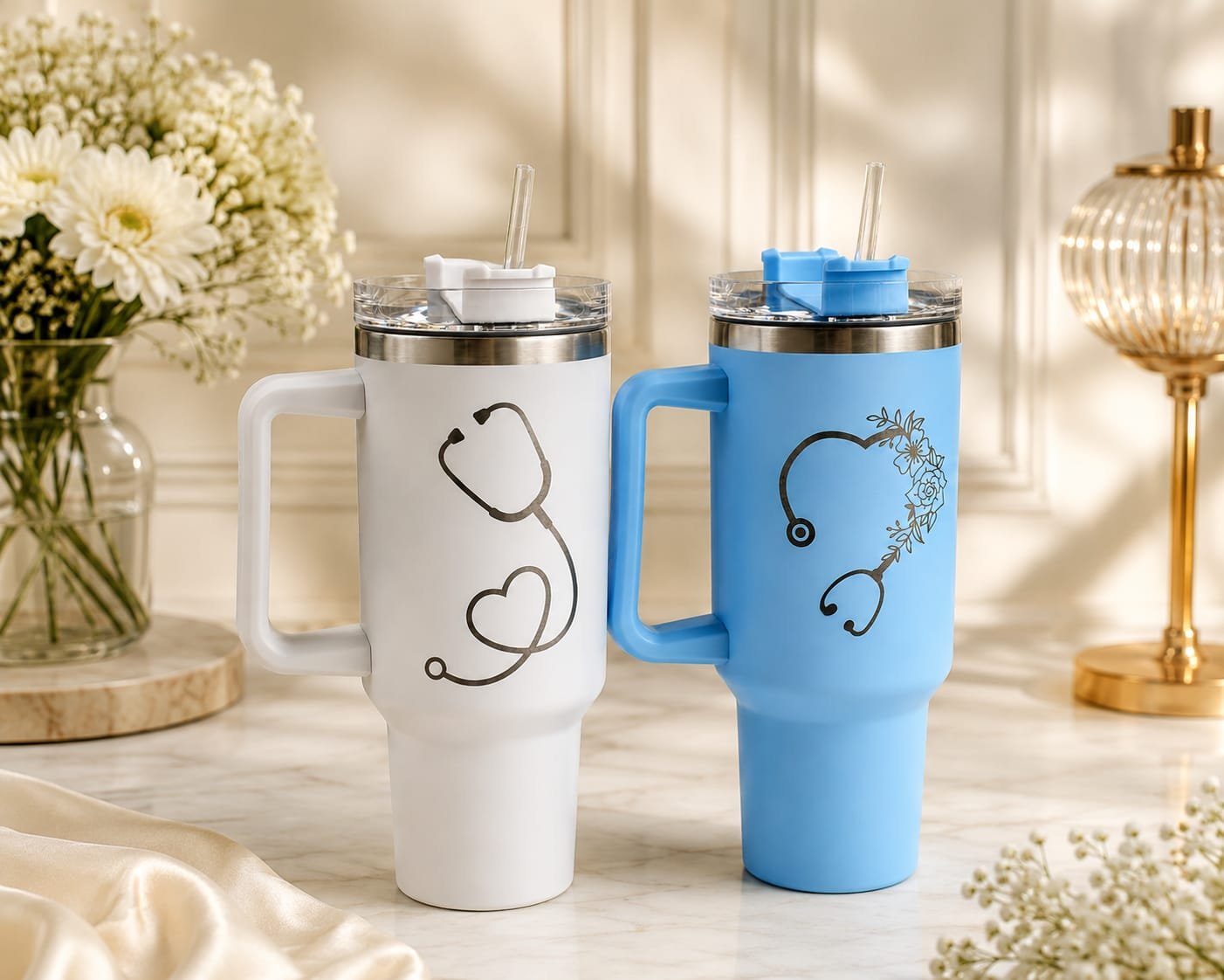 Stethoscope Couple Travel Tumblers